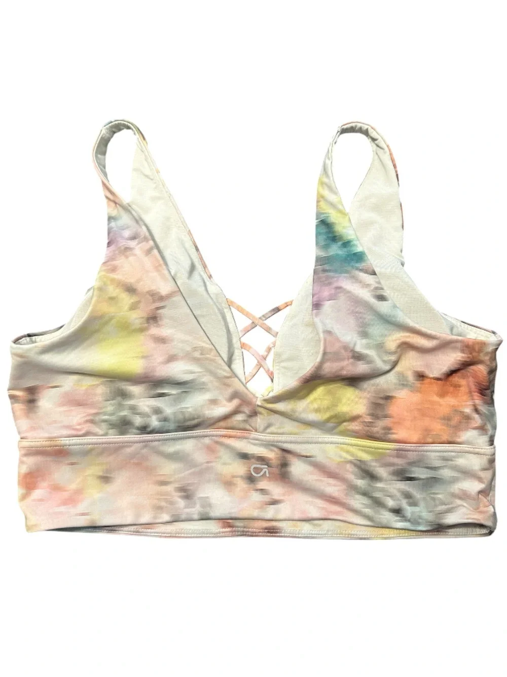 Gap fit lace front low impact watercolor floral bra l